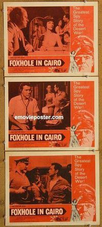a476 FOXHOLE IN CAIRO 3 movie lobby cards '61 James Robertston Justice