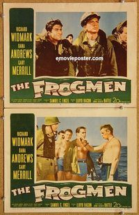 a292 FROGMEN 2 movie lobby cards '51 Richard Widmark, Dana Andrews