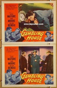a294 GAMBLING HOUSE 2 movie lobby cards '51 Victor Mature close up!