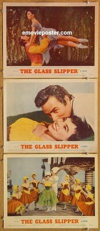 a479 GLASS SLIPPER 3 movie lobby cards '55 Leslie Caron, Wilding