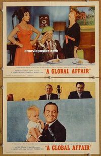 a301 GLOBAL AFFAIR 2 movie lobby cards '64 Bob Hope, Yvonne DeCarlo