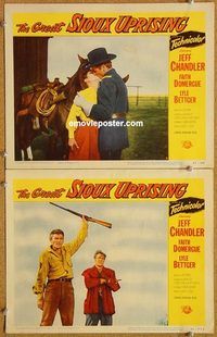 a307 GREAT SIOUX UPRISING 2 movie lobby cards '53 Chandler, Domergue