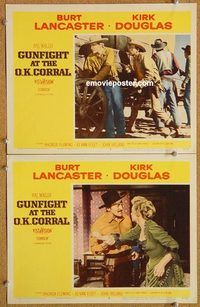 a309 GUNFIGHT AT THE OK CORRAL 2 movie lobby cards '57 Kirk Douglas