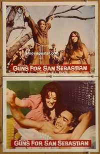 a311 GUNS FOR SAN SEBASTIAN 2 movie lobby cards '68 Anthony Quinn