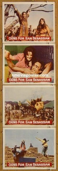 a583 GUNS FOR SAN SEBASTIAN 4 movie lobby cards '68 Anthony Quinn