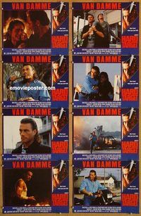 a094 HARD TARGET 8 English movie lobby cards '93 Jean-Claude Van Damme