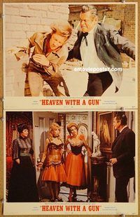 a316 HEAVEN WITH A GUN 2 movie lobby cards '69 Glenn Ford, Carolyn Jones