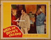 a924 HELL ON DEVIL'S ISLAND movie lobby card #4 '57 Dantine, Rex Ingram