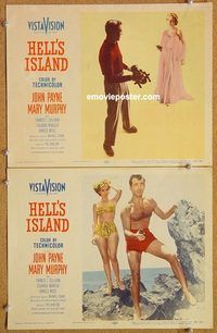 a319 HELL'S ISLAND 2 movie lobby cards '55 sexy Mary Murphy!
