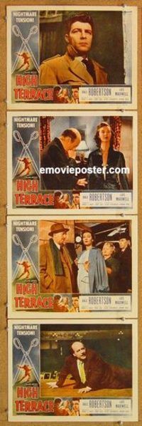 a584 HIGH TERRACE 4 movie lobby cards '56 Dale Robertson, Lois Maxwell