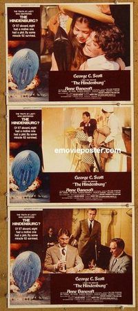 a487 HINDENBURG 3 movie lobby cards '75 George C. Scott, Bancroft