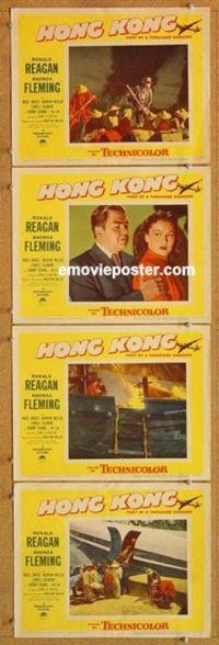 a585 HONG KONG 4 movie lobby cards '51 Ronald Reagan, Rhonda Fleming