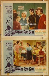 a321 HOT ROD GIRL 2 movie lobby cards '56 wild bad girl Lori Nelson!