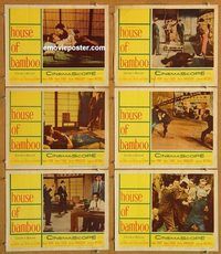 a673 HOUSE OF BAMBOO 6 movie lobby cards '55 Sam Fuller, Japan!