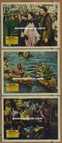 a491 HUDSON'S BAY 3 movie lobby cards '40 Paul Muni, Gene Tierney