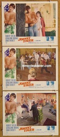 a495 JOHNNY TIGER 3 movie lobby cards '66 Rob Taylor, Geraldine Brooks