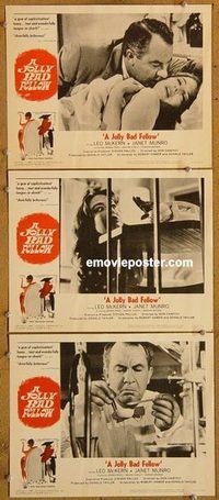 a496 JOLLY BAD FELLOW 3 movie lobby cards '64 Leo McKern, Janet Munro