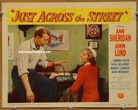 a948 JUST ACROSS THE STREET movie lobby card #3 '52 Ann Sheridan