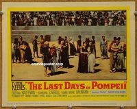 a955 LAST DAYS OF POMPEII movie lobby card #4 '60 thrown to lions!
