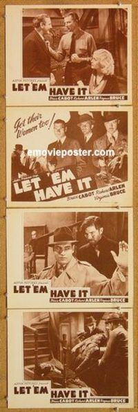 a591 LET 'EM HAVE IT 4 movie lobby cards R41 Bruce Cabot, Arlen