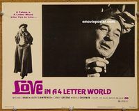a963 LOVE IN A 4 LETTER WORLD movie lobby card #1 '71 odd close up!
