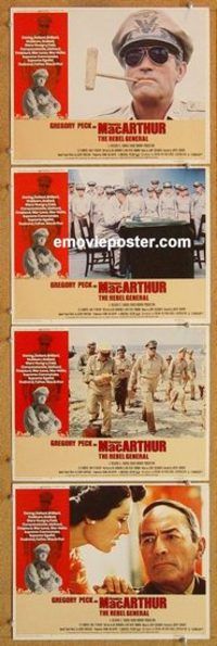 a594 MacARTHUR 4 movie lobby cards '77 General Gregory Peck!
