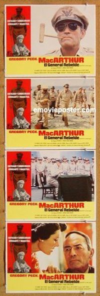 a595 MacARTHUR 4 Spanish/US movie lobby cards '77 General Gregory Peck!