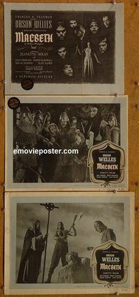 a501 MACBETH 3 movie lobby cards '48 Orson Welles, Shakespeare