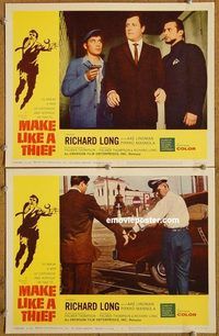 a340 MAKE LIKE A THIEF #1 2 movie lobby cards '65 Richard Long caught!