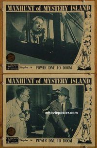 a344 MANHUNT OF MYSTERY ISLAND 2 Chap 14 movie lobby cards '45 serial