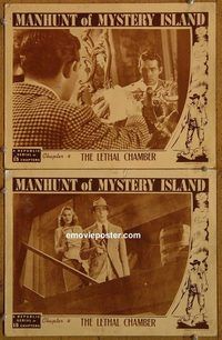 a345 MANHUNT OF MYSTERY ISLAND 2 Chap 4 movie lobby cards '45 serial