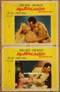 a346 MARACAIBO 2 movie lobby cards '58 Cornel Wilde, Jean Wallace