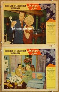 a349 MIDNIGHT LACE 2 movie lobby cards '60 Doris Day, Rex Harrison