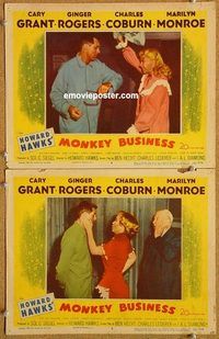 a352 MONKEY BUSINESS 2 movie lobby cards '52 Cary Grant, Ginger Rogers