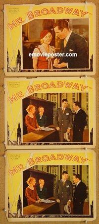 a510 MR BROADWAY 3 movie lobby cards '33 Ed Sullivan, Jack Dempsey