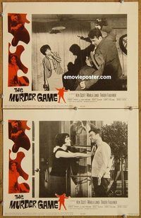 a354 MURDER GAME 2 movie lobby cards '65 Ken Scott, Marla Landi