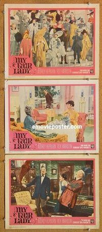 a512 MY FAIR LADY 3 movie lobby cards '64 Audrey Hepburn, Harrison