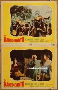 a357 NAKED EARTH 2 movie lobby cards '58 Richard Todd, Juliette Greco
