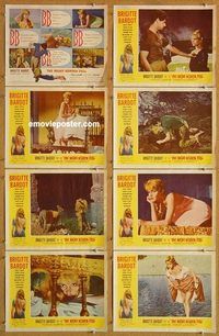 a133 NIGHT HEAVEN FELL 8 movie lobby cards '58 sexy Brigitte Bardot!