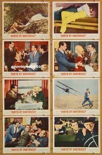 a136 NORTH BY NORTHWEST 8 movie lobby cards R66 Cary Grant, Hitchcock