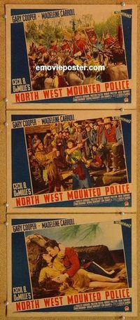 a519 NORTH WEST MOUNTED POLICE 3 movie lobby cards '40 Cecil B DeMille
