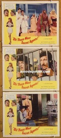 a521 OH THOSE MOST SECRET AGENTS 3 movie lobby cards '66 Lucio Fulci