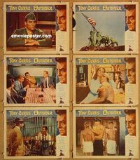 a693 OUTSIDER 6 movie lobby cards '62 Tony Curtis, Iwo Jima, WWII!