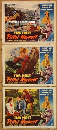 a523 PISTOL HARVEST 3 movie lobby cards '51 Tim Holt, western!