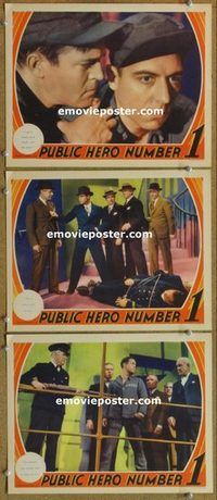 a526 PUBLIC HERO #1 3 movie lobby cards '35 Chester Morris escapes!