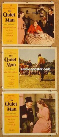 a527 QUIET MAN 3 movie lobby cards '51 John Wayne, Maureen O'Hara