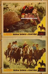 a378 RIDIN' DOWN THE CANYON 2 movie lobby cards '42 Roy Rogers, Gabby