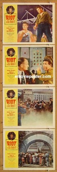 a602 RIOT IN CELL BLOCK 11 4 movie lobby cards '54 Don Siegel, Brand
