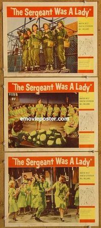 a534 SERGEANT WAS A LADY 3 movie lobby cards '61 Venetia Stevenson