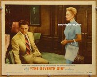 a990 SEVENTH SIN movie lobby card #2 '57 Eleanor Parker, Aumont